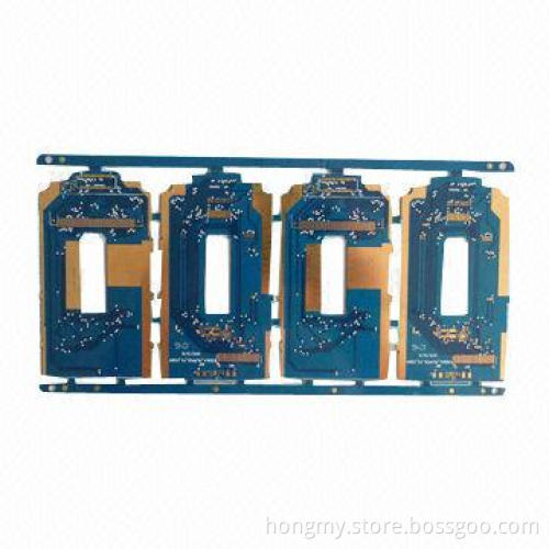 Four-layered PCB with 1.6mm Thickness, Immersion Gold Surface Finish and Blue Solder Mask